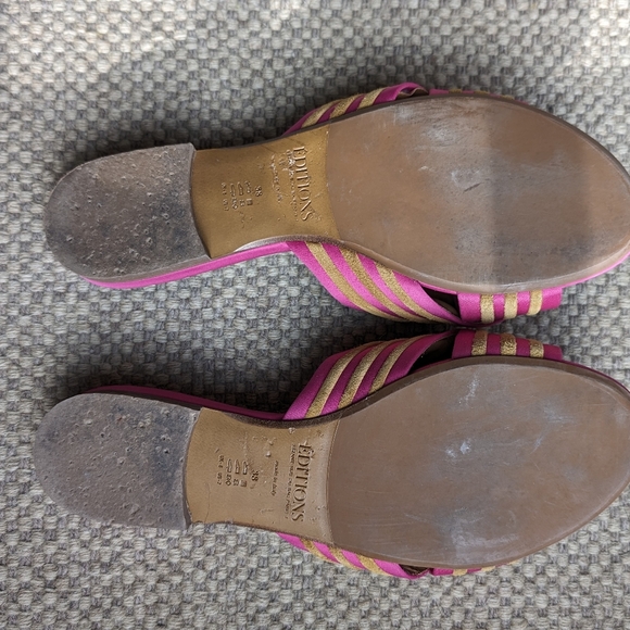 Sezane Editions Mules Miranda Pink & Gold Slides Sz8 With Box - Picture 5 of 10